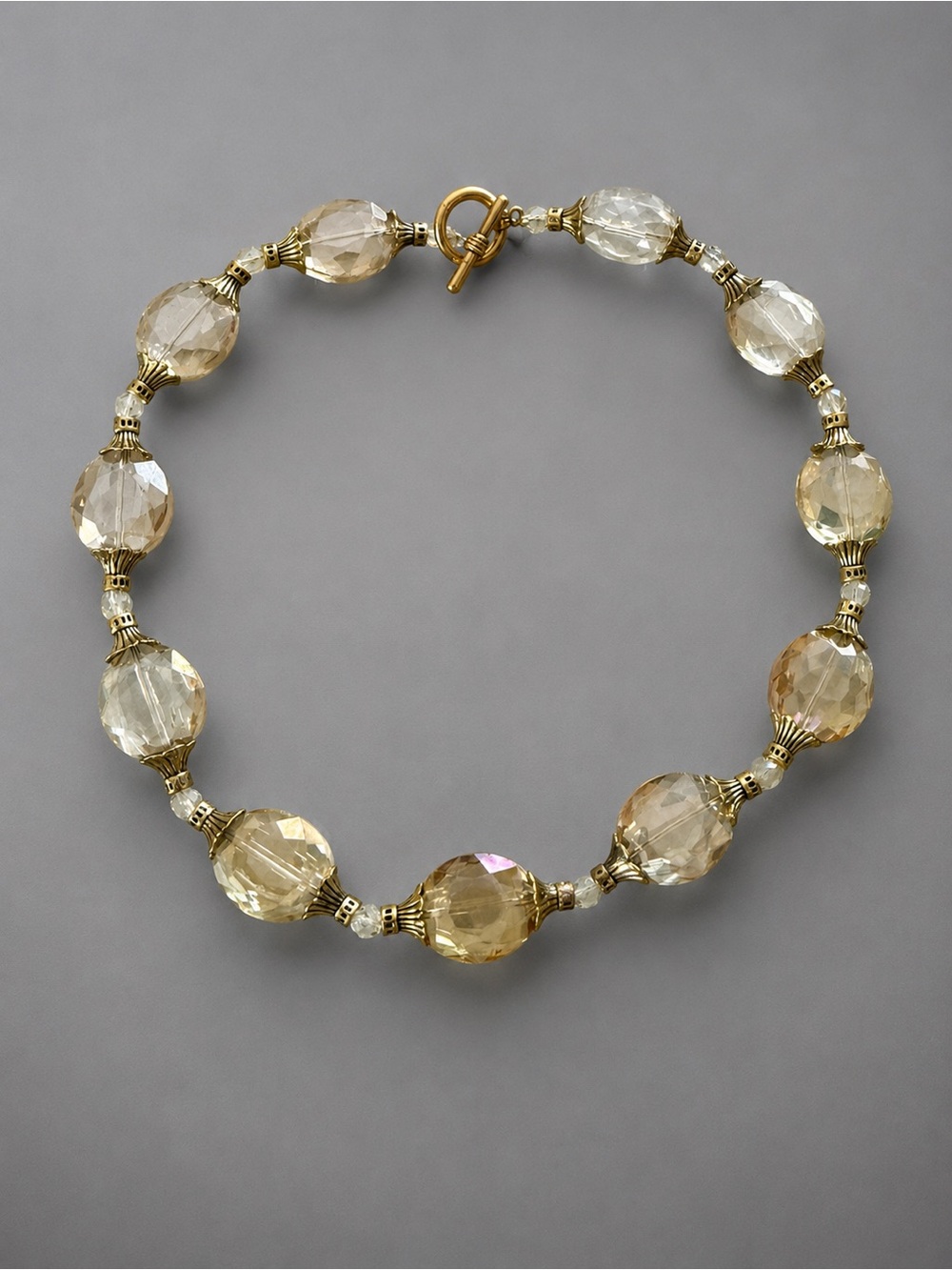 ✨ Elegant Champagne & Gold Faceted Bead Necklace ✨